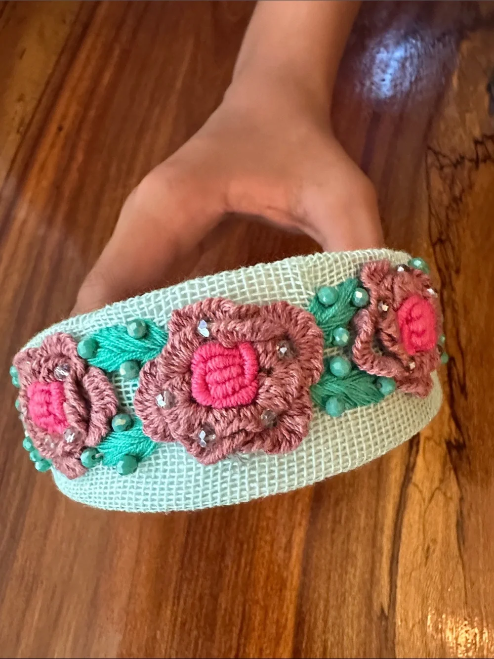 1-2 years old baby Floral  hand Embroidered Tiara
